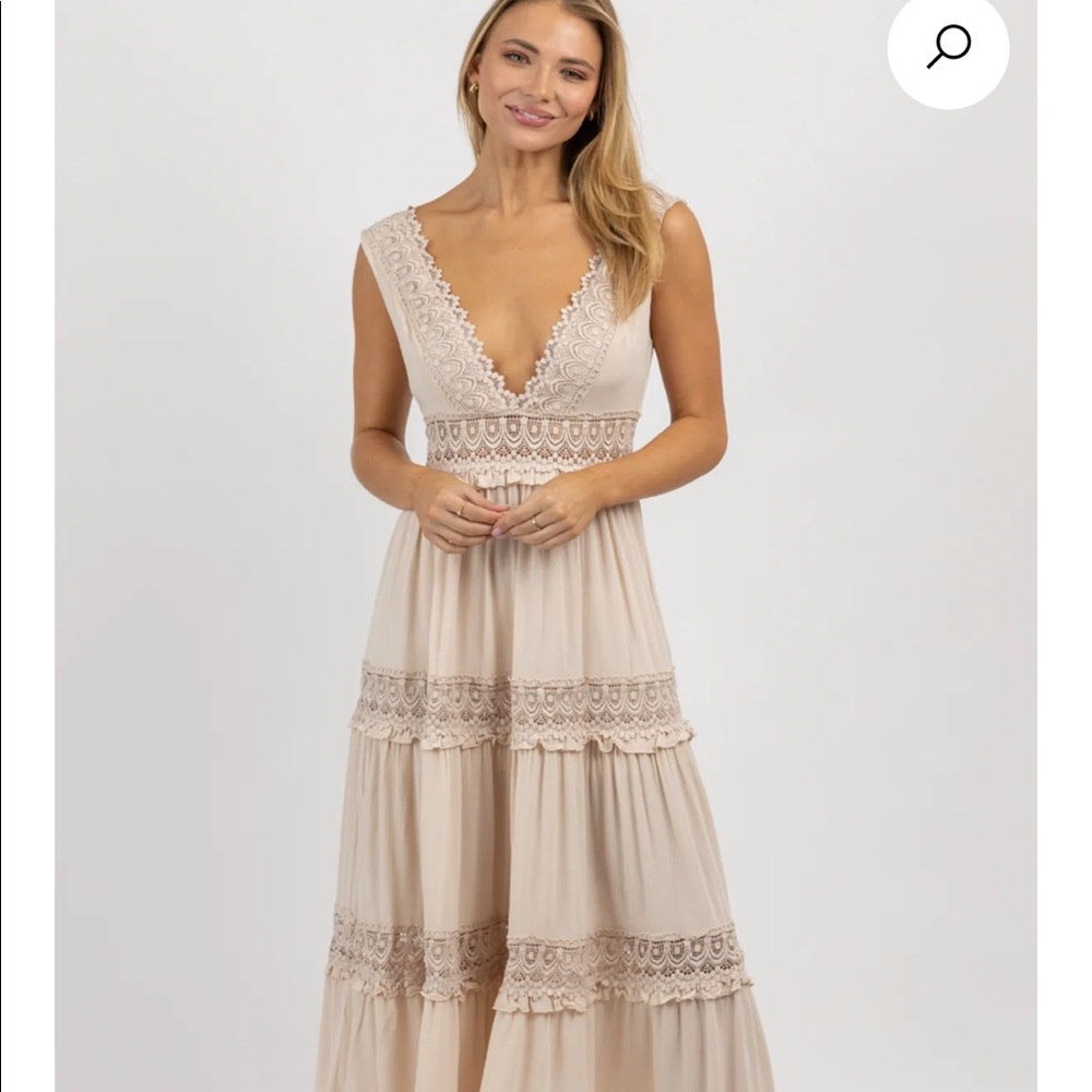 TAUPE LACE BUST MAXI DRESS from L’Abeye.  Only worn once! Sz small